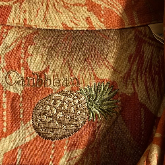 Linen blend Hawaiian style button down shirt B1 - Picture 3 of 3